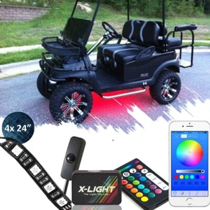 Wireless LED Colf Cart Underbody Glow Accent Neon Light kit 4pc 24in led strip  - Picture 1 of 8
