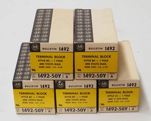 Qty 5 Single Pole AB 1492-50Y Terminal Blocks 600 Volt #4-#14 AWG - Picture 1 of 2