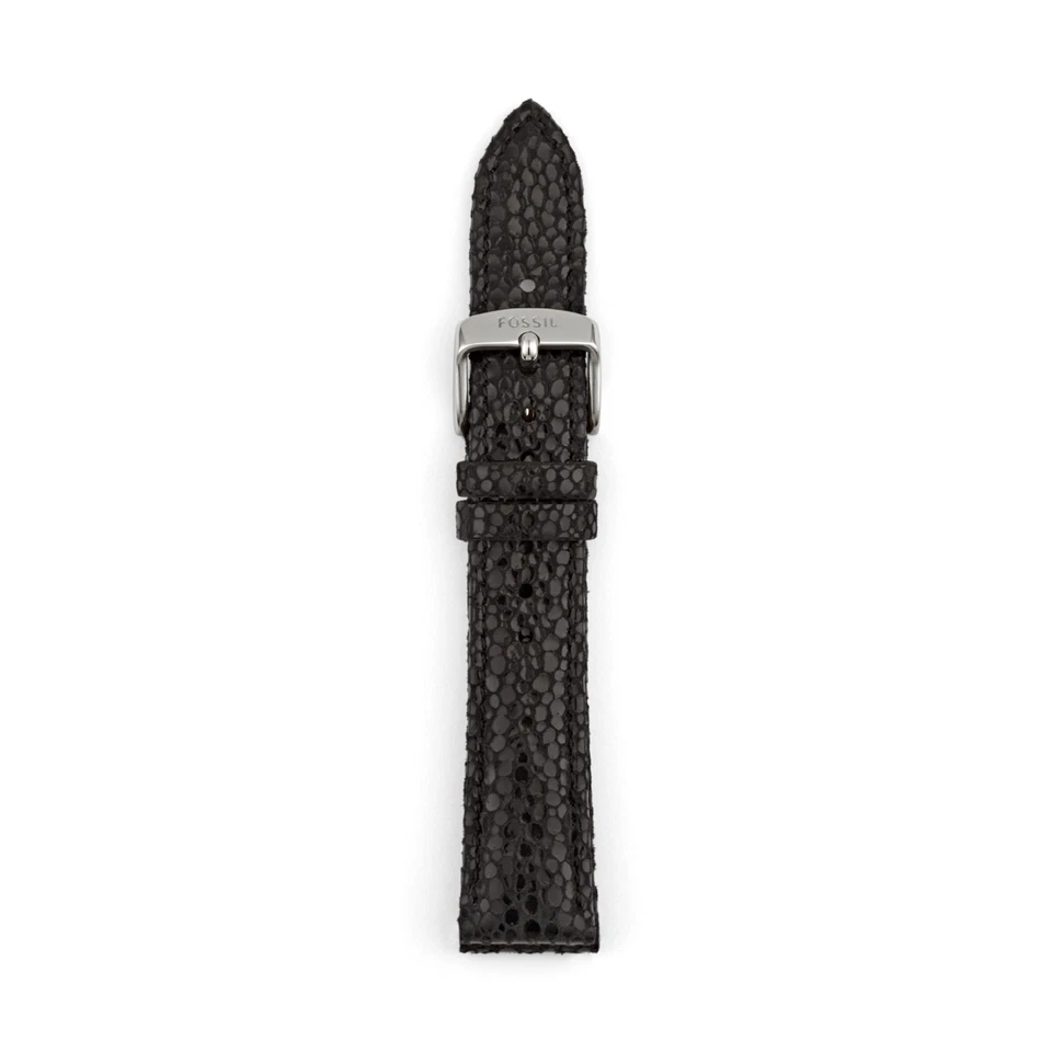 Correa de reloj Fossil 18 mm para mujer correa de 5/8" negra en relieve cuero brillante S181182 Foto 1 de 1