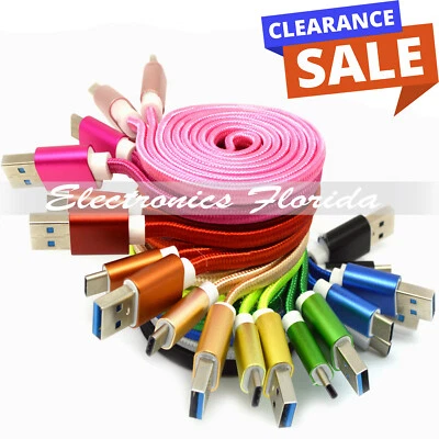 Nylon Braided (Type C) Data & Sync Charger Charging Cable Cord - LOT - Image 1 of 4