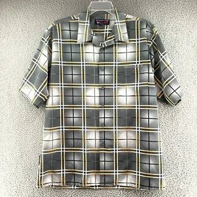 Southpole Shirt Mens L Gray Geometric All Over Loop Collar Y2K Color block - Image 1 of 4