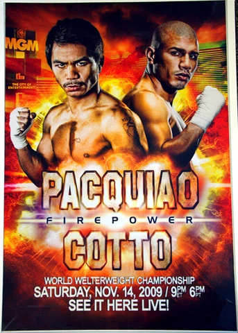 Manny Pacquiao vs. Miguel Cotto FIREPOWER 2009 Vintage Boxing 24x36 Wall POSTER Cover