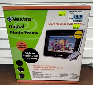 7" VEXTRA DP-72 Digital Photo Frame w/ Remote, Clock & Speakers ~ NEW IN BOX! - Picture 1 of 7