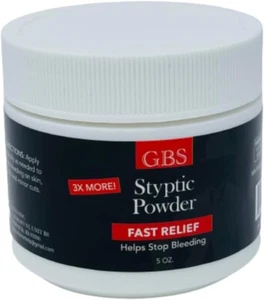 G.B.S Styptic Powder with Sealed Top + Scoop Stop Bleeding, First Aid - Picture 1 of 4