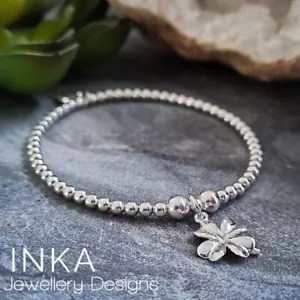 Bracciale QUADRO Inca in argento sterling 925. Impilatore elastico con perline di INKA - Foto 1 di 5