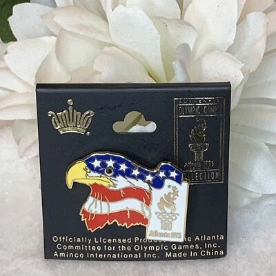 Atlanta Olympic Games Team Pin Limited USA Bald Eagle License Free Shadow Box - Image 1 of 4