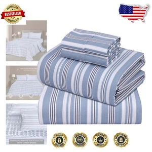 Durable Cotton Percale Sheet Set - Cooling California King with 16" Deep Pockets - Picture 1 of 9