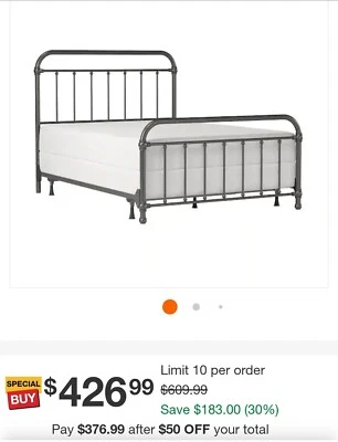 NIB Hillsdale furniture Queen Metal Headboard & Footboard Kirkland 106853-134946 - Image 1 of 4