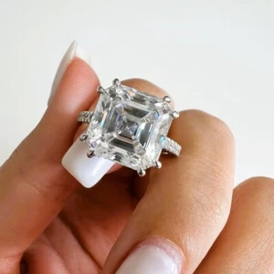 Engagement Ring Asscher Cut 3.50 Ct IGI GIA Lab Created Diamond 14k White Gold - Picture 1 of 8
