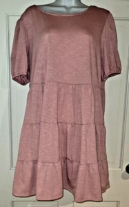 Emma & Michele Dress Size Large Rose Pink Tiered Short Sleeves Casual - Picture 1 of 7