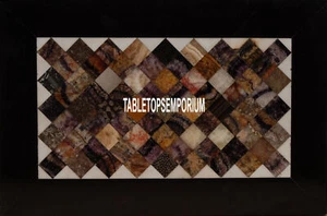4'x3' Marble Dining Table Top Handmade Hard Cubes Pietra Dura Inlay Home Décor - Picture 1 of 4