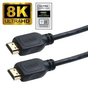 V2.1 Ultra High Speed 8K Certified 60Hz HDMI Lead Gold Plated Black - Picture 1 of 11