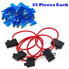 25 Pieces 10 Gauge In-Line ATC/ATO Fuse Holder & 15 Amp ATC Blade Fuses