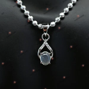 Certified 1.43g Unheated Moonlight Gemstone Pendant in 925 Sterling Silver - Imagen 1 de 5