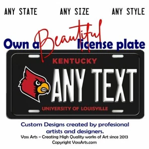 Matrícula de Kentucky Universidad de Louisville personalizada SU etiqueta de texto - Imagen 1 de 6