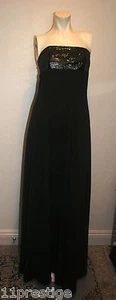 BIANCA NERO  FORMAL EVENING DRESS LEATHER DETAIL STRAPLESS SIZE L  - Picture 1 of 6