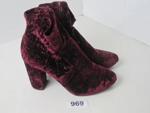 Lane Bryant Women’s 11 W Burgandy Red Fabric Chunky Block Almond Toe Bootie - Picture 1 of 9