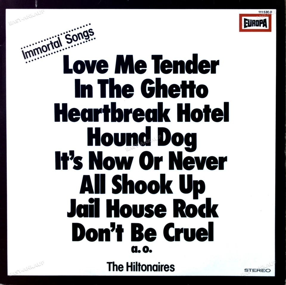 The Hiltonaires - Immortal Songs LP 1977 (VG/VG) .* - Image 1 of 1