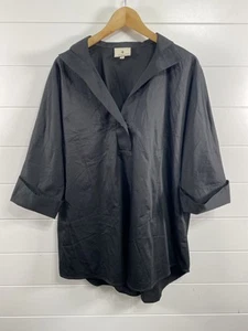 Biesen Shirt Damen Medium schwarz Knopf Pullover Tunika Gold Bündchen Detail Top - Bild 1 von 12