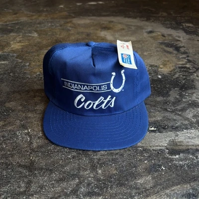 Vintage Annco Indianapolis Colts Blue NFL Mesh Back Snapback Hat deadstock  - Image 1 of 4