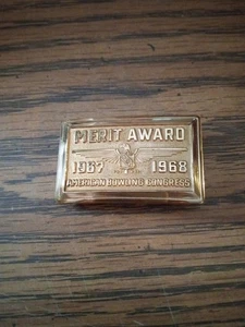 1967-1968 American Bowling Congress Merit Award Brass Belt Buckle - Picture 1 of 4