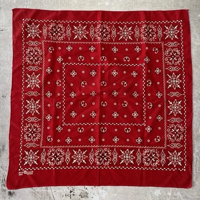 Vintage 1940s Fast Color Red Bandana Elephant Trunk Up Paisley Made in USA - Image 1 of 4