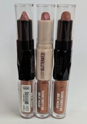 LOTE DE 3 DULCES DUROS GLITTERATZI CRISTAL LABIAL DÚO #1690 CUARZO DESNUDO NUEVO Y SELLADO Foto 1 de 2