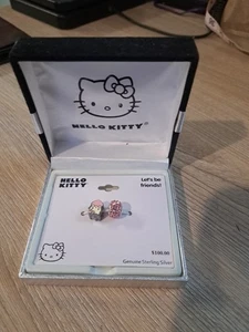 HELLO KITTY SAMRIO LET'S BE FRIENDS STERLINGSILBER ROSA KRISTALL CHARM SET Neu!  - Bild 1 von 5