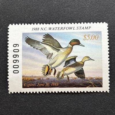55329 US State Hunting NC North Carolina Duck 1988 $5.50 FV Very Nice SP* - Image 1 of 2