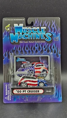 Muscle Machines ‘00 PT Cruiser #02-84 1/64 Scale Dia Cast Red White Blue Car - Image 1 of 3
