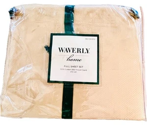Waverly Home Full Sheet Set 300 Thread Count Cotton Light Gold on Gold New - Picture 1 of 6
