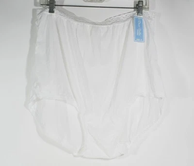 2 Vintage Dixie Belle White Lace Trimmed Nylon Briefs Style #1252 Size 12 - Image 1 of 4