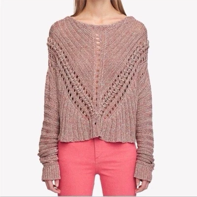Rag & Bone Mercerized Cotton Sweater Sz L Pink Chunky Roman Knit Pullover Classy - Image 1 of 4