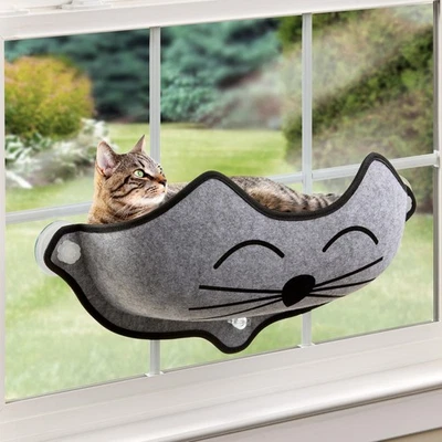 EZ Mount Kitty Face Cat Window Perch Bed, Sturdy Cat Window Hammock with Stro... - Image 1 of 4