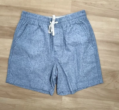 J.Crew Men’s Small Chambray Blue Linen Cotton Drawstring Shorts NWT $79.50 - Image 1 of 4