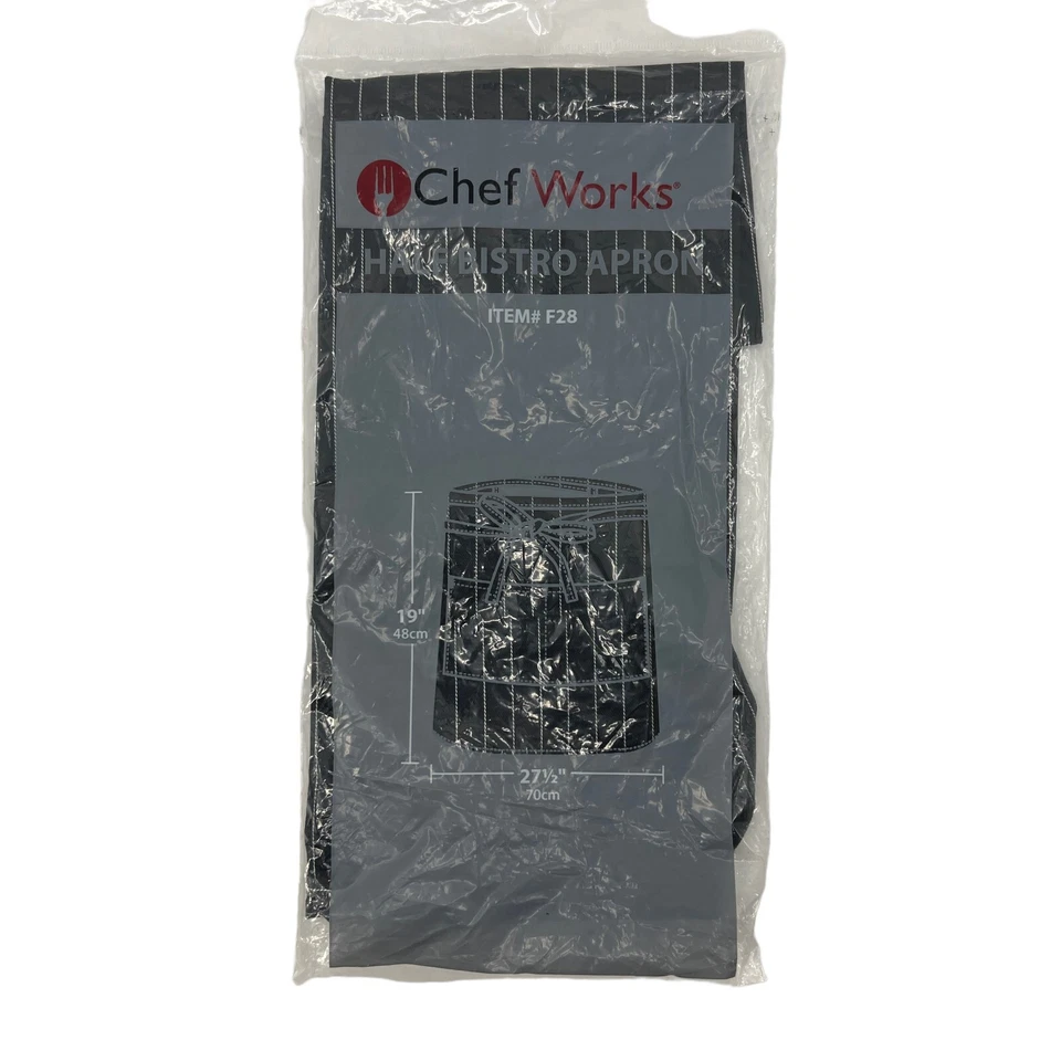 Delantal medio bistró Chef Works F28 adulto talla única negro a rayas blanco 19x27,5 Foto 1 de 4