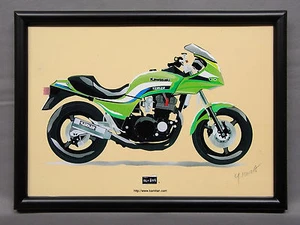 [illustration] KAWASAKI GPZ Ninja illustration with frame Japan KERKER - Picture 1 of 1