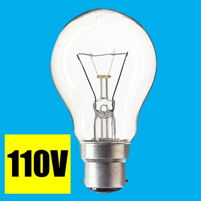 8x 60W 110V Light Bulb GLS Clear B22 BC Construction Site Festoon Outside Lamp - Image 1 of 1