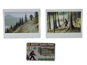 Bigfoot Photos and Bigfoot ID Card Sasquatch Search Permit Card Funny ID Cards - Picture 1 of 9
