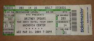 Unused Britney Spears 2004 Ticket Onyx Hotel Tour Wachovia Center - Picture 1 of 3
