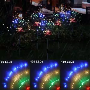 90/120 LED Solar Firework Lights Outdoor Waterproof Path Lawn Garden Decor Lamp - Picture 1 of 15