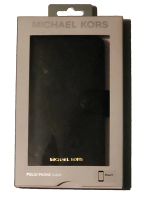 Michael Kors Folio Leather Phone Case. Black.  New with tags attached. - Image 1 of 4