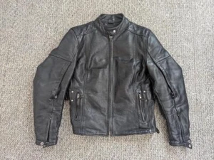 vintage 1990s leather jacket 40 motorcycle VENTED racing CAFE RACER black Y2K - Picture 1 of 11