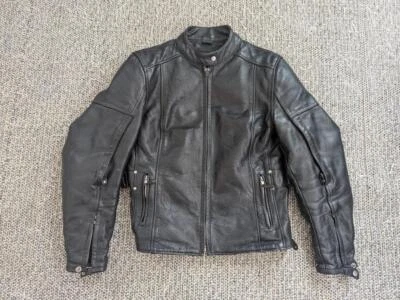 vintage 1990s leather jacket 40 motorcycle VENTED racing CAFE RACER black Y2K - Image 1 of 4