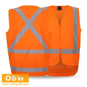 NSW/QLD Rail (D+N) Front Zip Closure X-Back Safety Vest Durability 6DVQV - Picture 1 of 6