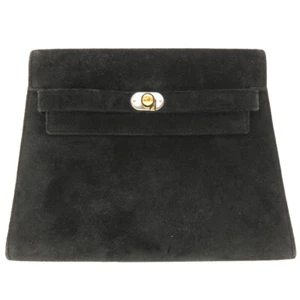 AUTHENTIC HERMES Kelly Clutch Clutch bag Black Doblis 0125 - Picture 1 of 8
