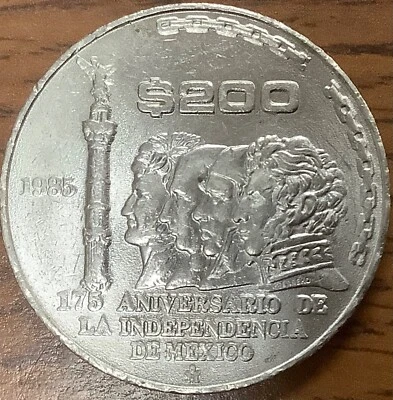 Mexico 200 Pesos 1985 KM#509 175TH Anniversary of Independence - Image 1 of 2