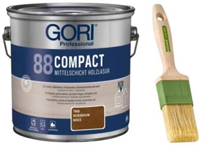 GORI 88 Holzschutzlasur außen Gel (2,50 Liter) - Nussbaum + Premium Pinsel - Bild 1 von 5