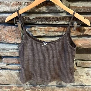 Top camisola corta acanalada marrón Brandy Melville - Imagen 1 de 7