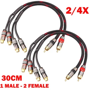 Adaptador de altavoz de audio 2/4x para RCA 1 macho a 2 hembra cable divisor en Y 12" EE. UU. - Imagen 1 de 11